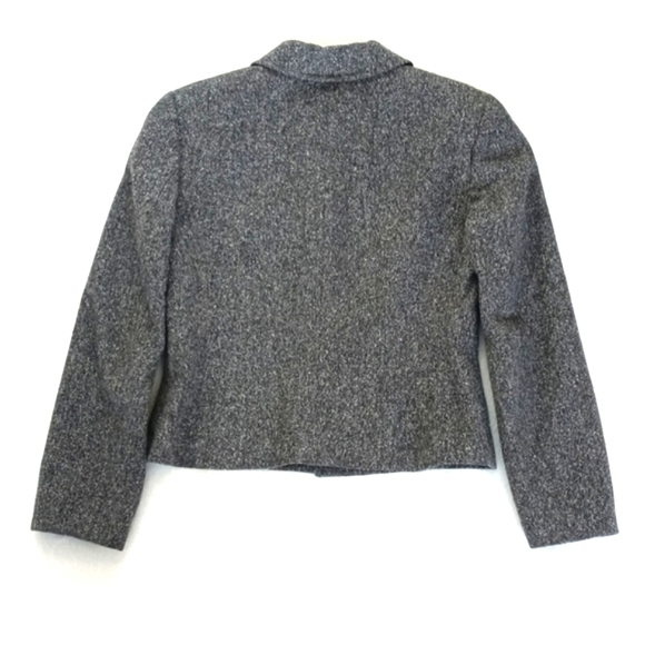 Ann Taylor Silk Wool Nylon Blend Grey Tweed Long Sleeve Zip Up Blazer 2 - Picture 3 of 10